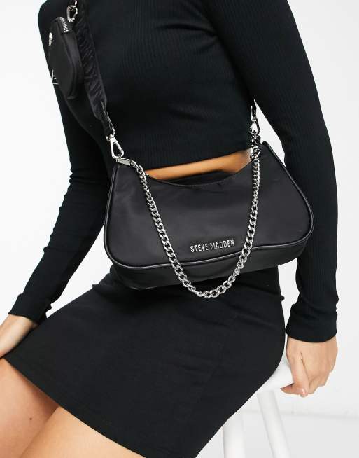 Steve Madden - Vital - Borsa a tracolla con catena, colore nero