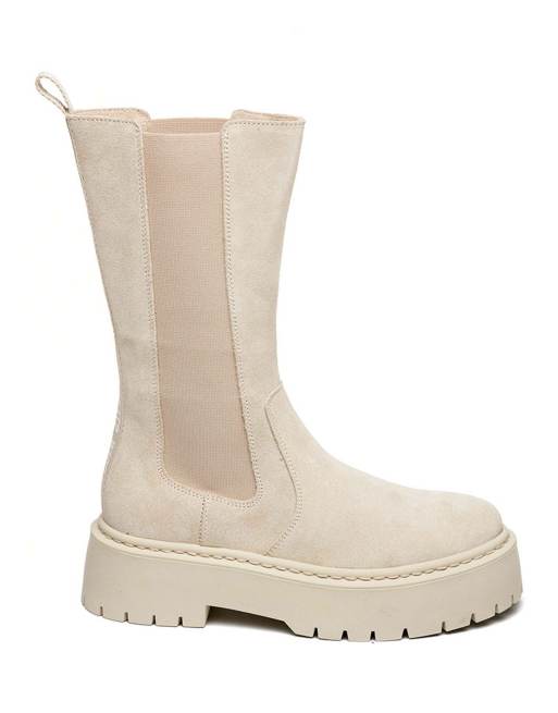 Steve Madden - Vivianne - Kuithoge suède laarzen in beige, 3 van 4