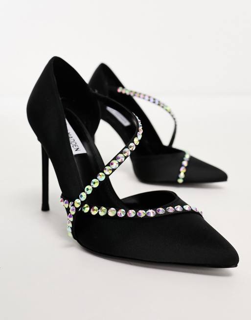 Black embellished outlet pumps