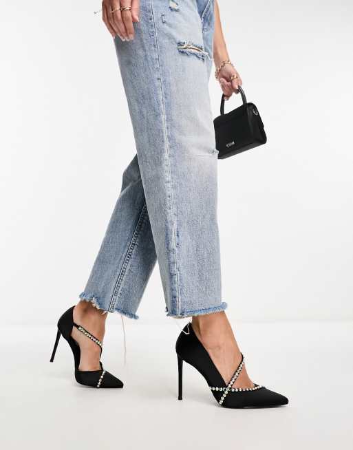 Steve Madden - Vivion - Sorte høje hæle med udsmykkede stropper