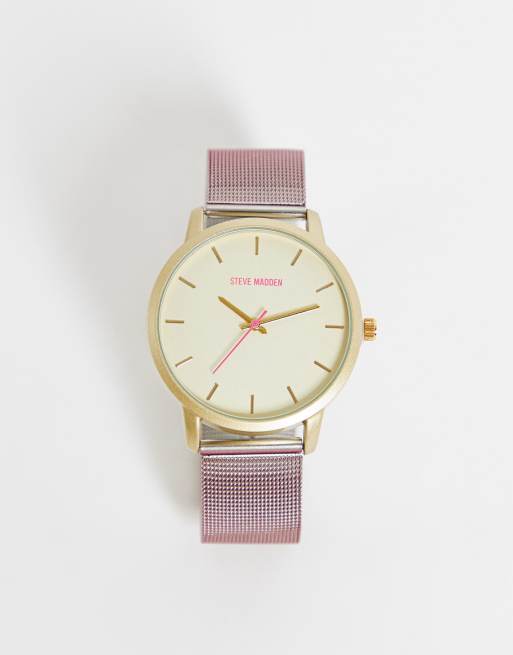 Steve madden dial outlet mesh band watch