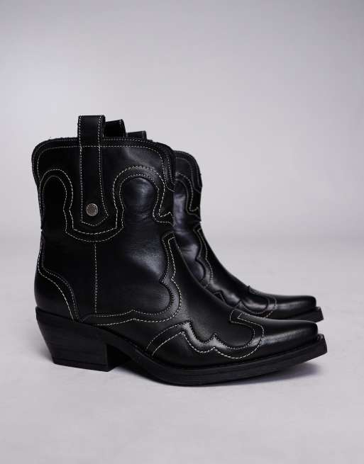 Steve Madden - Waynoa - Bottines en cuir style santiags - Noir, 2 de 4