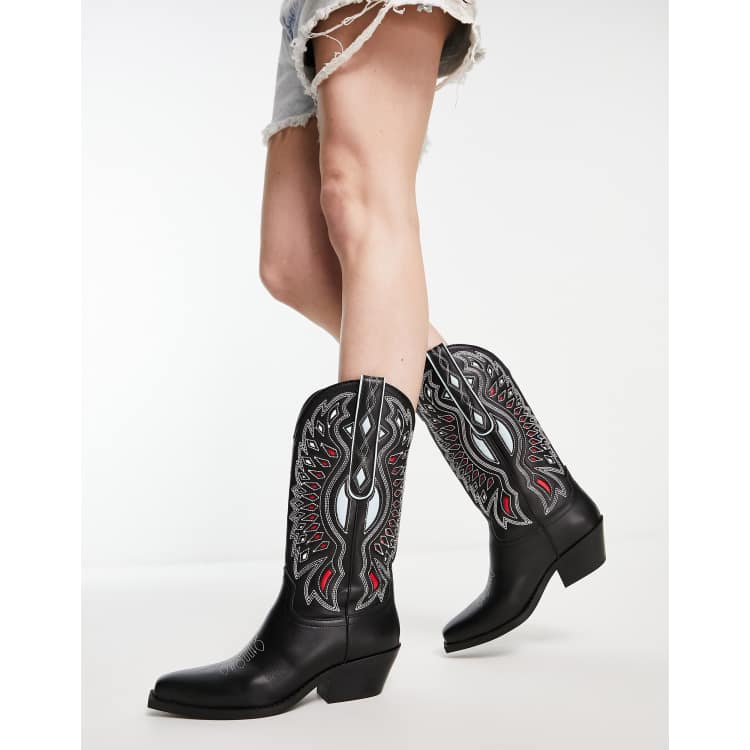 Steve Madden Weslynn vintage style western boots in black ASOS