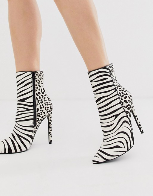 Steve Madden Winton heeled stiletto boots in zebra print