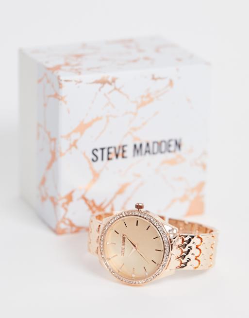 Steve madden womens bracelet watch in rose gold ASOS