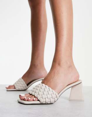 Steve Madden woven triangle heel mules in off white - ASOS Price Checker