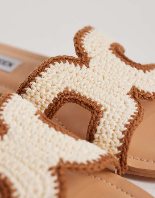 Steve Madden – Zarina-W – Ljusbruna och benvita, platta sandaler, 2 av 4