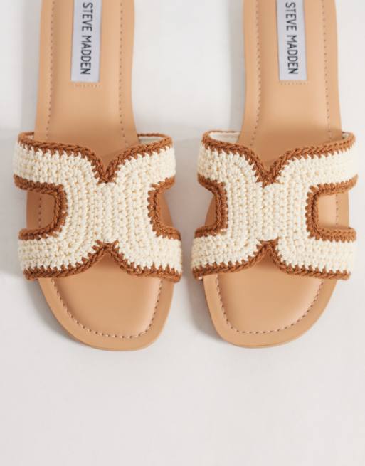 Steve Madden – Zarina-W – Ljusbruna och benvita, platta sandaler, 3 av 4