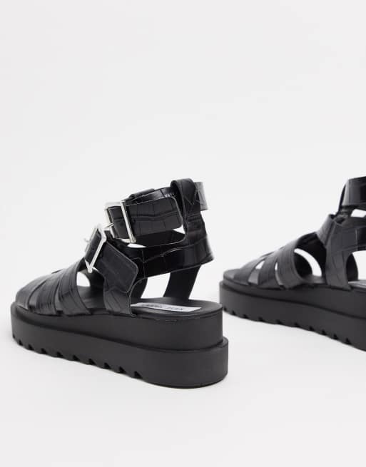 Steve Madden Zeeta chunky flatform sandal in black ASOS