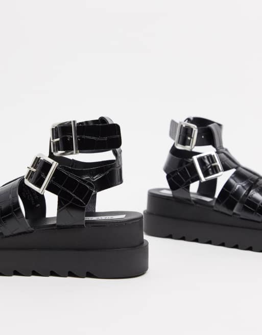 Steve Madden Zeeta chunky flatform sandal in black ASOS