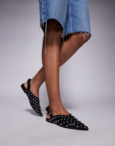Steve Madden Zeta-s slingback studded shoe in black - view 1