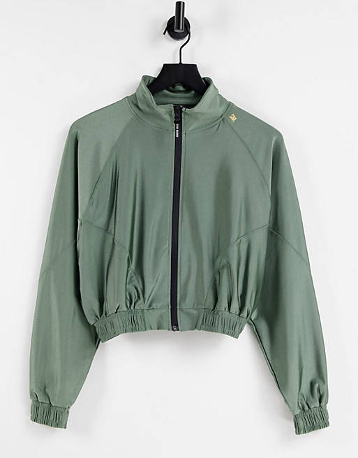 Steve Madden zip front jacket with stitch detail in green