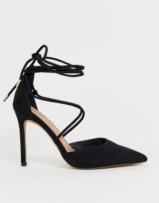 Stilettos altos negros de ancho especial con detalle anudado a la pierna Whisper de ASOS DESIGN