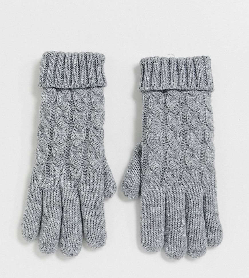 Stitch & Pieces Exclusive grey cable knit gloves