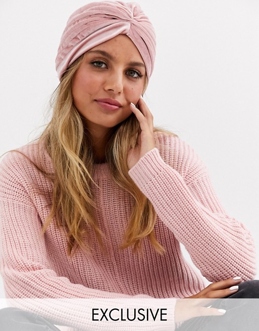 Stitch & Pieces Exclusive wrap front hat in pink