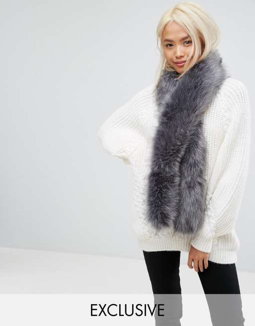 Luxe Faux Fur Stole - Faux Fur Scarf - Grey Faux Fur Scarf - Lulus