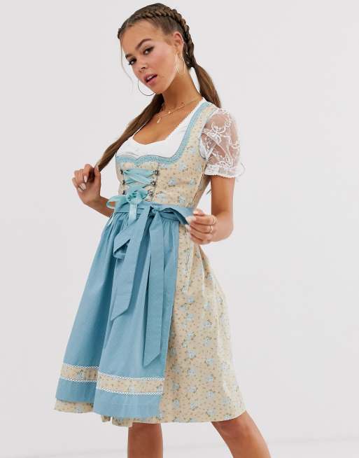 Stockerpoint Oktoberfest Robe bavaroise originale avec tablier et imprim roses