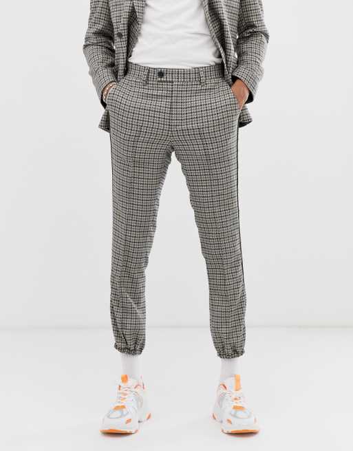 Dobbeltradet jakkesæt i boxy pasform og stenfarve med grøn og blå pepitatern fra ASOS DESIGN, 3 af 3