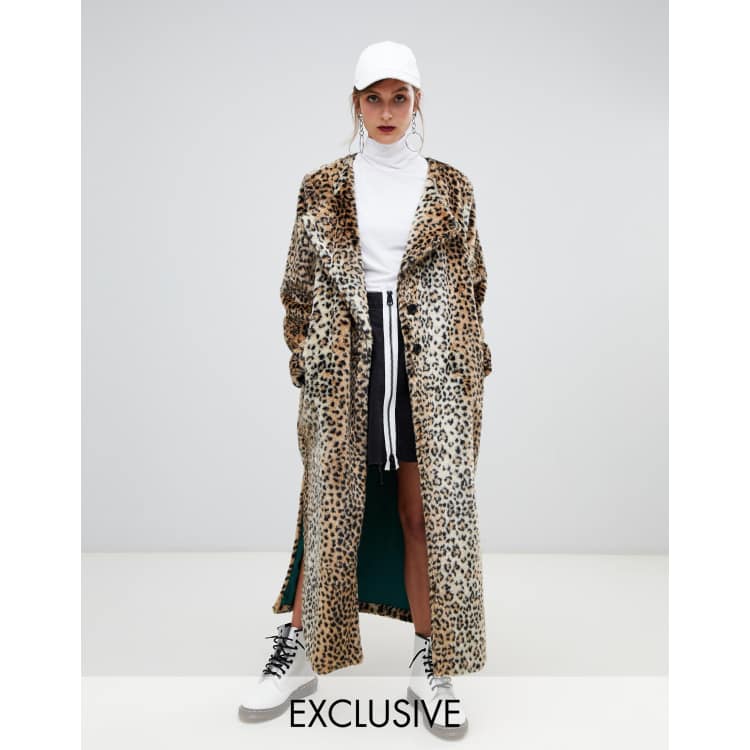 Story Of Lola Faux Fur Longline Leopard Print Coat | ASOS