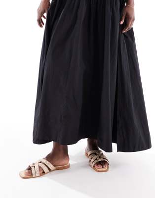 Stradivarius Stradiavrius Strap Detail Embellished Flat Mule