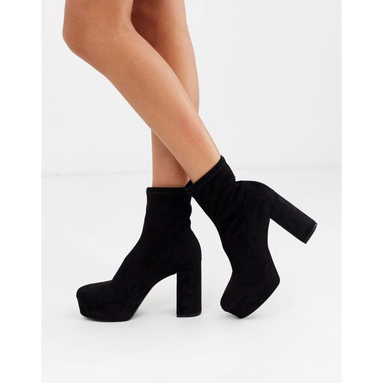 Faux suede store platform ankle booties