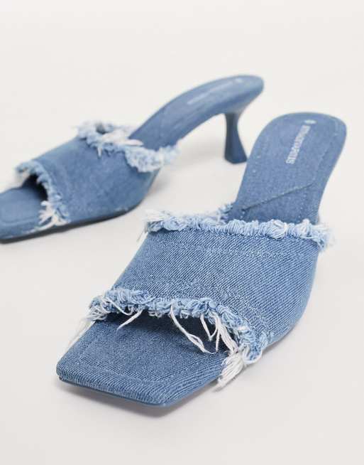 【OPEN YY】 ROUND TOE MULES DENIM BLUE Les Mules Bagnu denim mules in blue - Jacquemus | Mytheresa