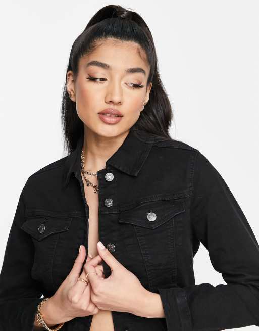 Asos black denim hot sale jacket womens