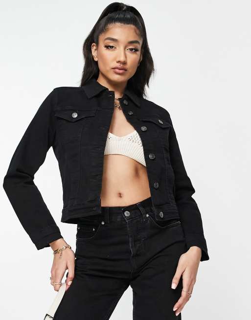 Fitted black 2025 jean jacket