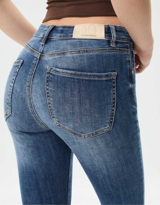 Stradivarius - 07 - Skinny jeans met normale taille in blauwe denim met wassing, 2 van 2