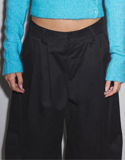 Stradivarius 100% bomull barrelbyxor i svart, 4 av 7
