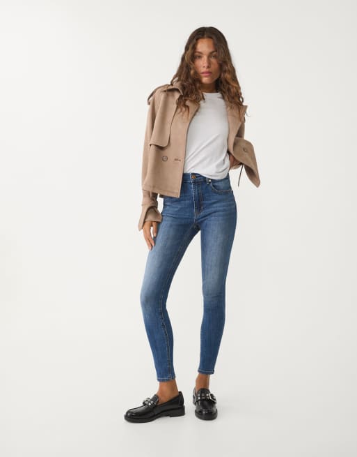 Stradivarius - 1400 - Skinny jeans met halfhoge taille in donkere wassing