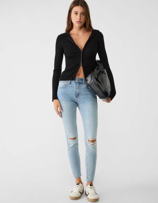 Stradivarius - 1420 - Jean skinny à taille basse - Bleu denim