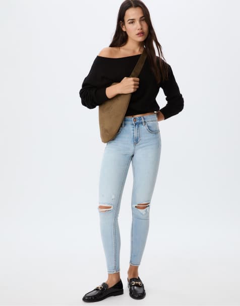 Stradivarius – 1420 – Skinny-Jeans aus blauem Denim mit niedrigem Bund - view 1