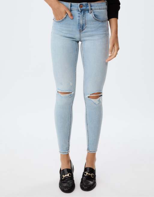 Stradivarius – 1420 – Skinny-Jeans aus blauem Denim mit niedrigem Bund, 4 von 4