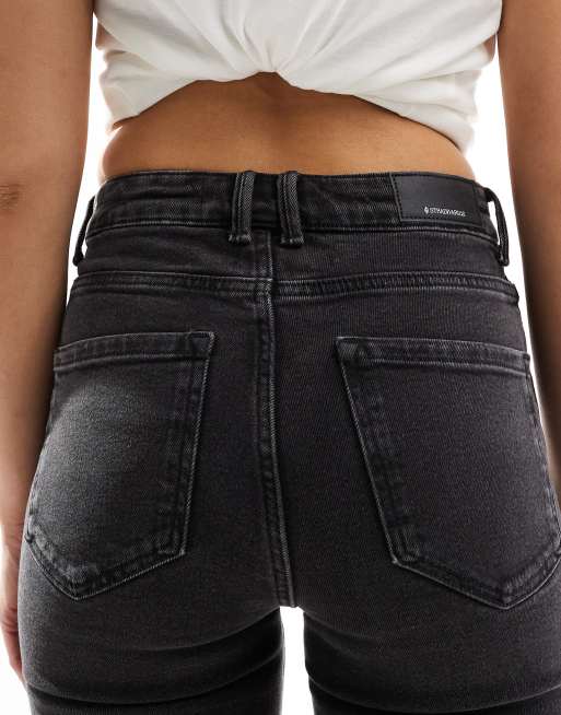 Stradivarius – 1465 – Bleksvarta, smala mom jeans, 5 av 5