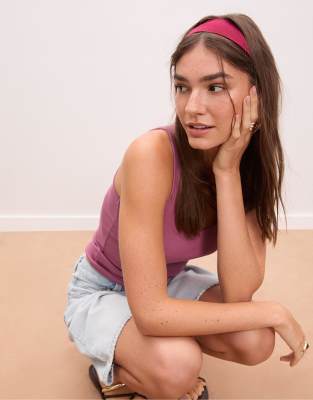 Stradivarius - 2er-Set elastische Haarbänder in Fuchsia-Rosa