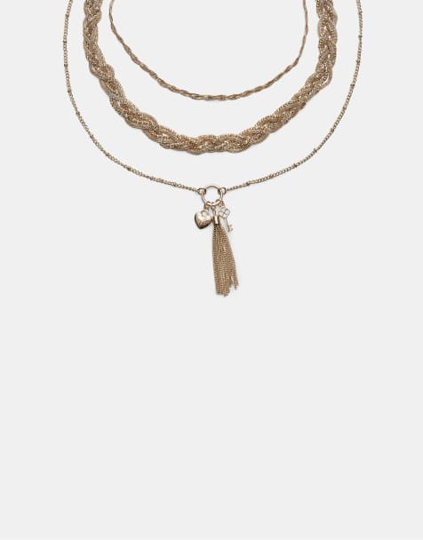 Stradivarius - 3-delt guldfarvet sæt med halskæder og vedhæng - view 1