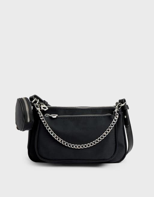 Stradivarius Leather Effect Chain Tote Bag