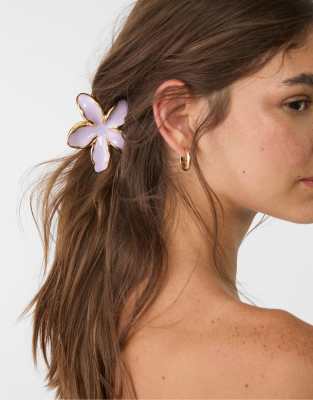 Stradivarius - 3er-Pack blumenförmige Haarspangen in Flieder-Lila