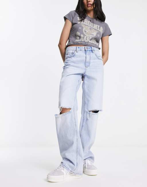 Stradivarius '90s wide leg jeans in blue