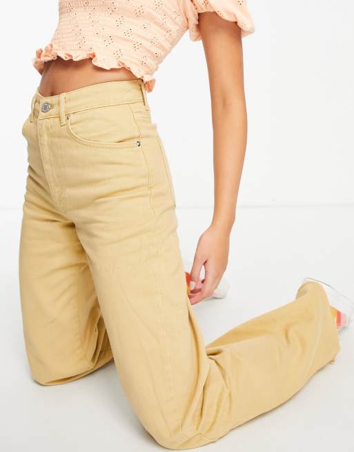 Stradivarius Petite 90s dad jean in sand