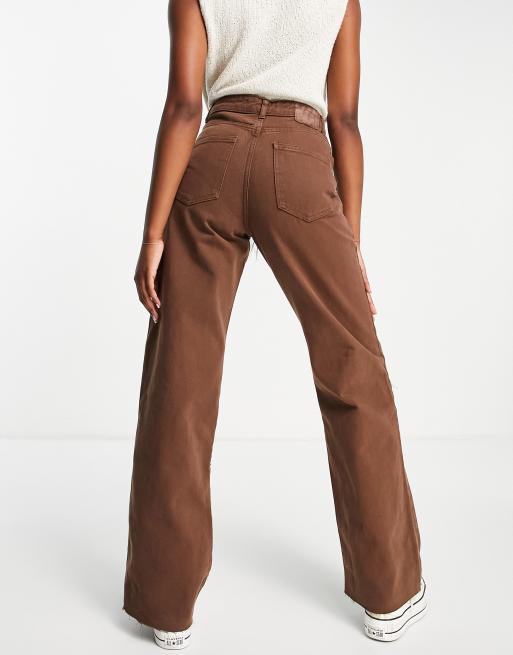 Stradivarius 90's dad jean in chocolate brown, 2 of 4