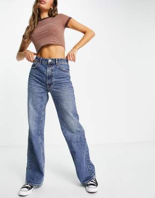 Stradivarius 90's dad jean in dark vintage blue 