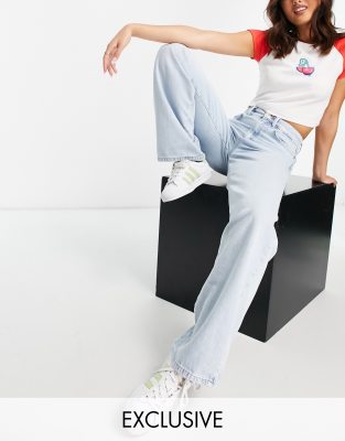 Stradivarius 90s baggy dad jeans in light blue