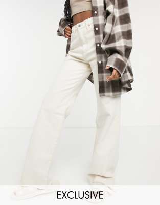 Stradivarius 90s dad jeans in ecru