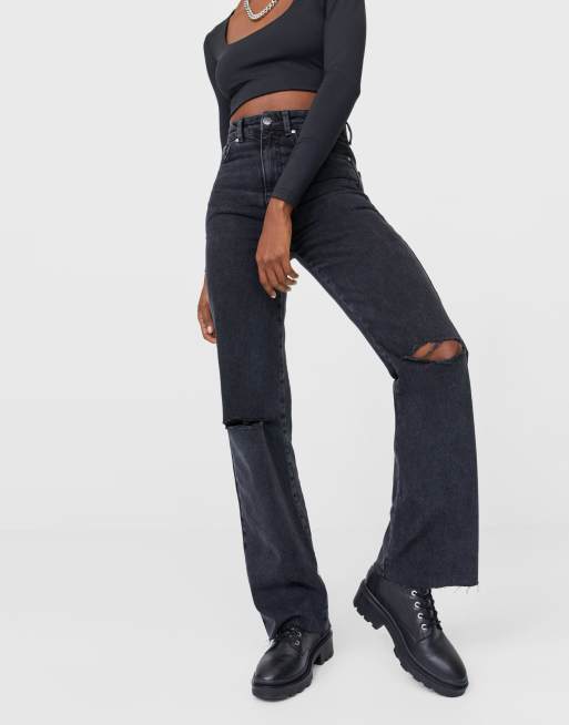 stradivarius stepped waist dad jean