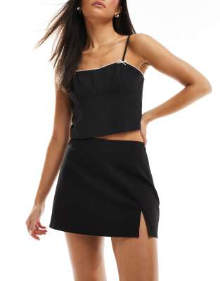 Stradivarius 90s Mini Skort In Black