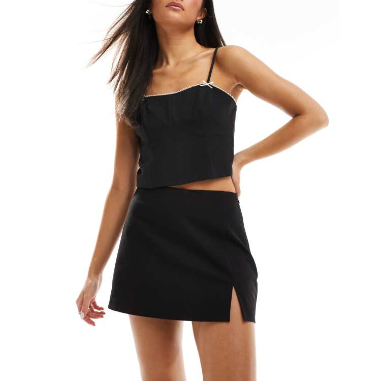 Stradivarius 90s mini skort in black ASOS