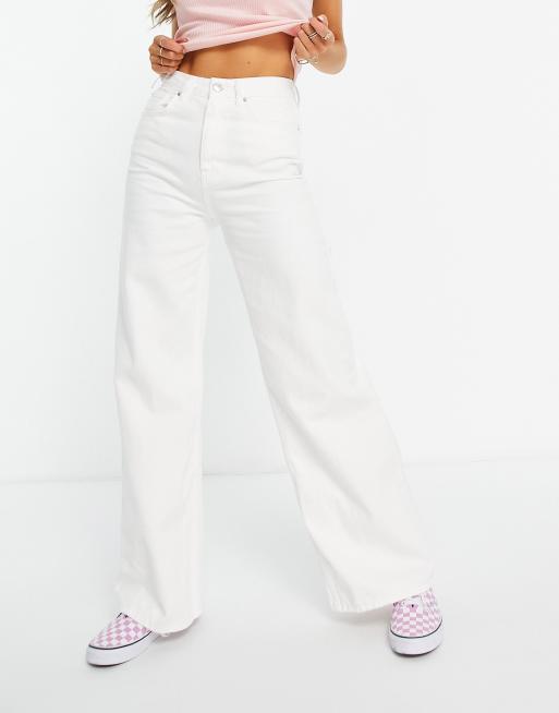 White Wide Leg High Rise Jeans