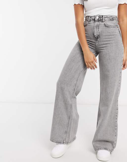 Stradivarius – 90s – Szare jeansy z szerokimi nogawkami, 4 z 4